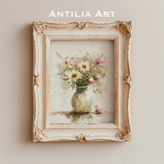 Still Life Painting Spring Flower Bouquet in Vase Poster