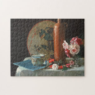 Still life painting with fan and roses jigsaw puzzle