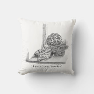 Still life picture of shells and pebbles throw pillow