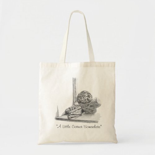 Still life picture of shells and pebbles tote bag