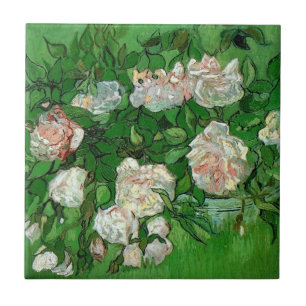 Still Life: Pink Roses by Vincent van Gogh Ceramic Tile