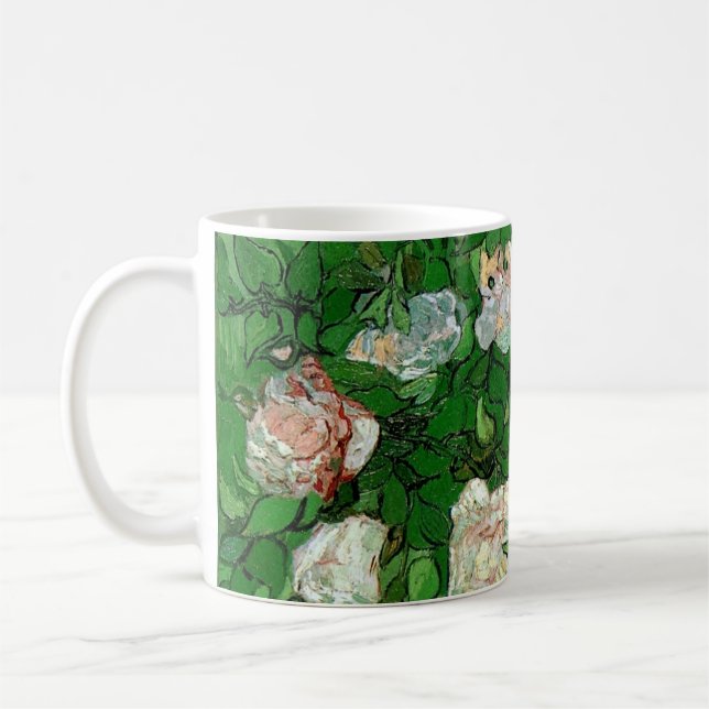 Still Life: Pink Roses by Vincent van Gogh Coffee Mug (Left)