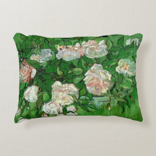 Still Life: Pink Roses by Vincent van Gogh Decorative Pillow