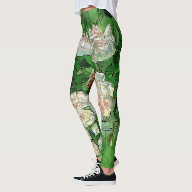 Still Life: Pink Roses by Vincent van Gogh Leggings (Left)