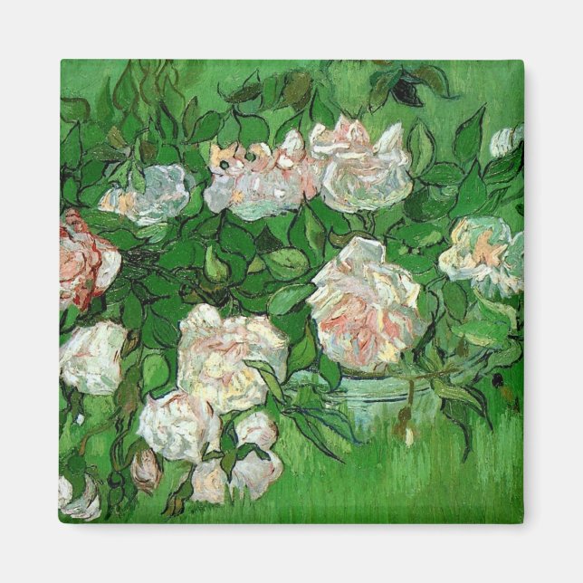 Still Life: Pink Roses by Vincent van Gogh Magnet (Front)