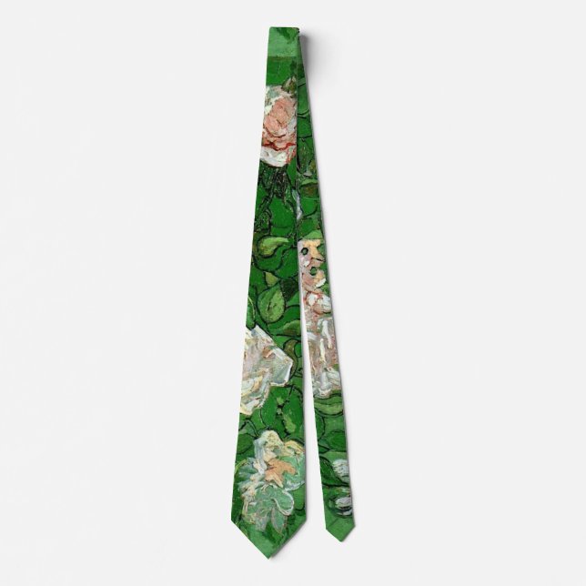 Still Life: Pink Roses by Vincent van Gogh Neck Tie (Front)