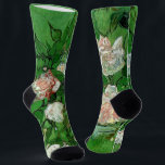 Still Life: Pink Roses by Vincent van Gogh Socks<br><div class="desc">Still Life: Pink Roses by Vincent van Gogh is a vintage fine art post impressionism still life floral painting. This design features beautiful blooming pale pink garden roses on a bright green background in spring or summer. About the artist: Vincent Willem van Gogh (1853 -1890) was one of the most...</div>