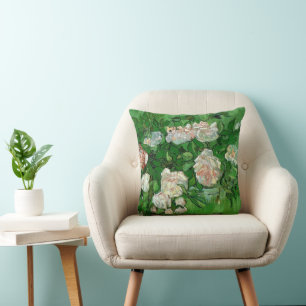 Still Life: Pink Roses by Vincent van Gogh Throw Pillow
