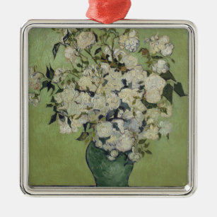 Still Life Pink Roses in a Vase by Van Gogh Metal Ornament