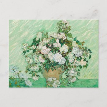 Still Life Pink Roses Vincent Van Gogh Postcard by mangomoonstudio at Zazzle