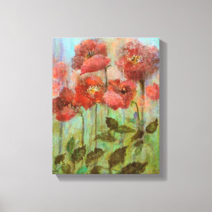 Still Life Poppies In Pastel Red Canvas Print