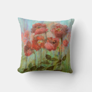Still Life Poppies In Pastel Red Throw Pillow