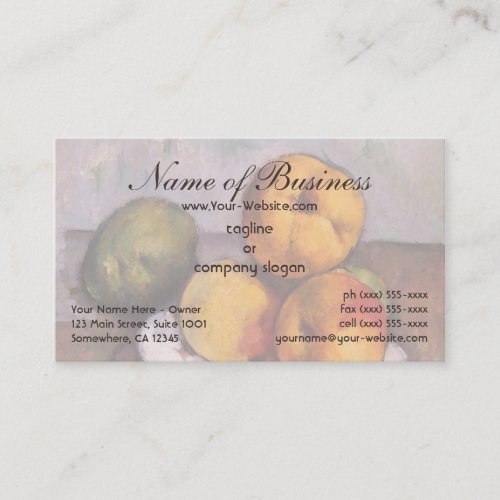 Still Life Quince Apples Pears by Paul Czanne Business Card