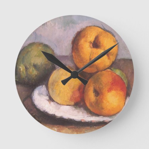 Still Life Quince Apples Pears by Paul Cezanne Round Clock