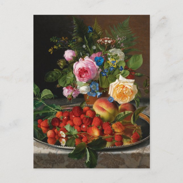 Still Life Roses and Strawberries by Otto Ottesen Postcard (Front)