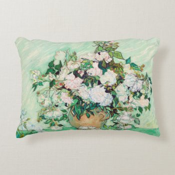 Still Life Roses In A Vase By Vincent Van Gogh Accent Pillow by VanGogh_Gallery at Zazzle