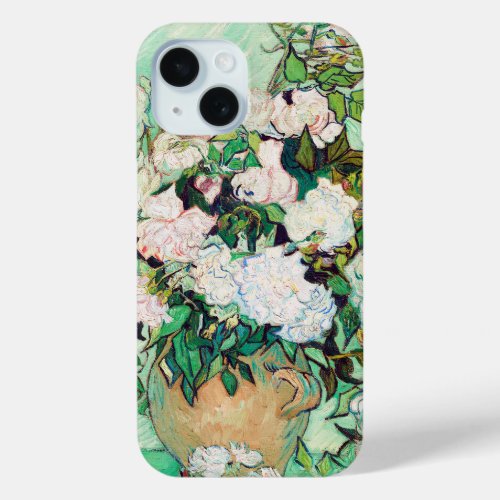 Still Life Roses in a Vase by Vincent van Gogh iPhone 15 Case