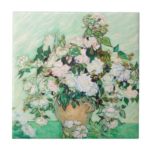 Still Life Roses in a Vase by Vincent van Gogh Ceramic Tile
