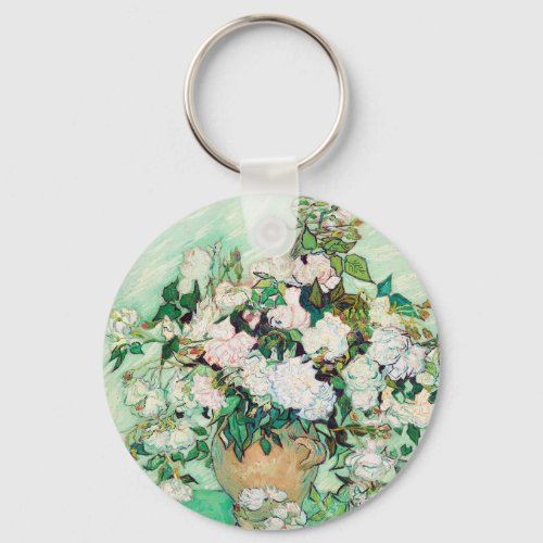 Still Life Roses in a Vase by Vincent van Gogh Keychain