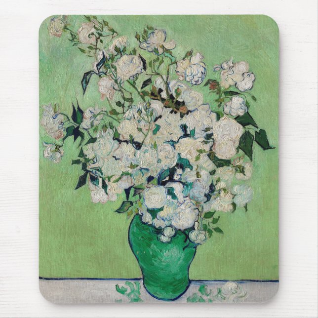 Still Life Roses in a Vase by Vincent van Gogh Mouse Pad (Front)