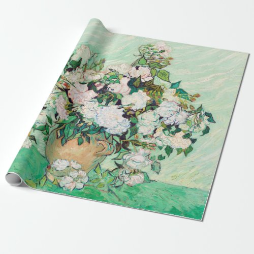 Still Life Roses in a Vase by Vincent van Gogh Wrapping Paper
