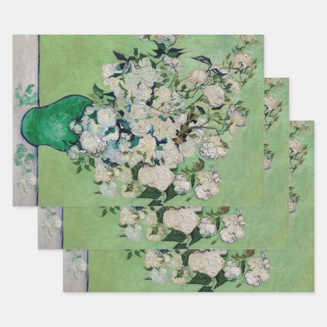 Still Life Roses in a Vase by Vincent van Gogh Wrapping Paper Sheets (Set)