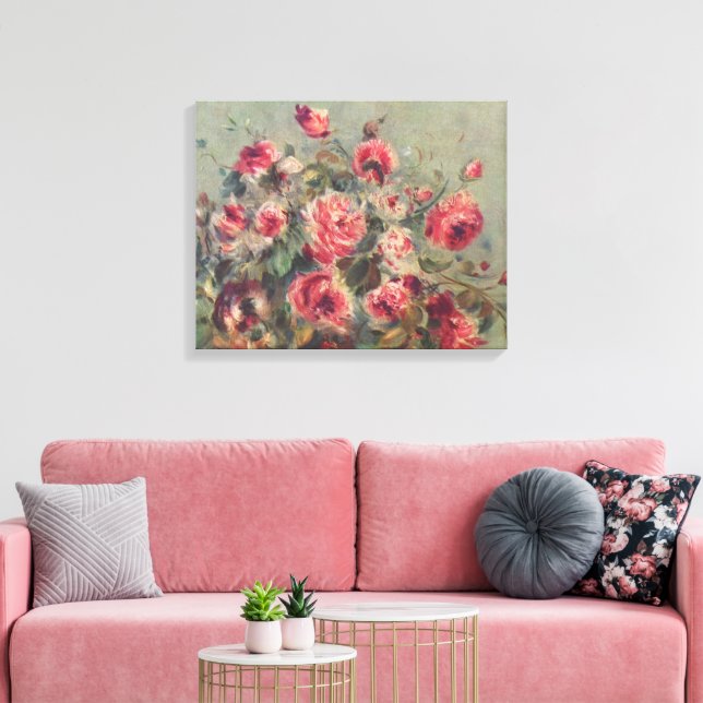 Still Life, Roses of Vargemont | Renoir Canvas Print (Insitu(LivingRoom))