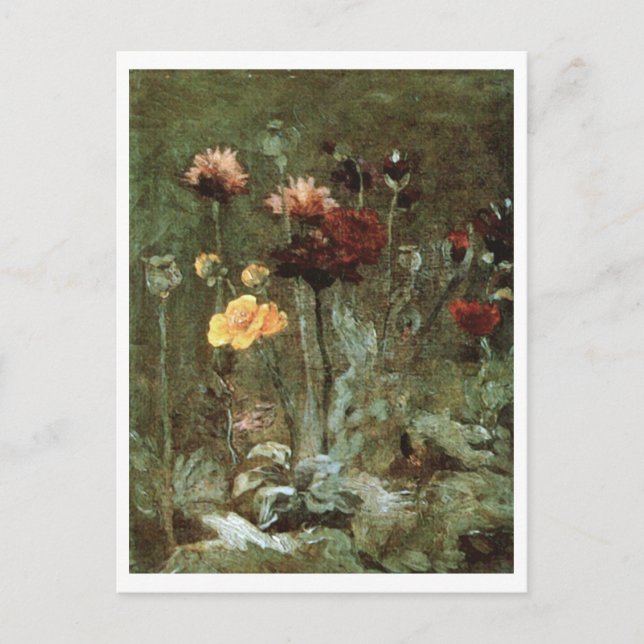 Still Life Scabiosa, Ranunculus, Van Gogh Fine Art Postcard (Front)