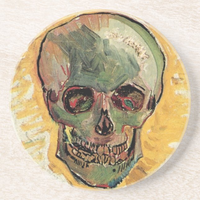Still Life Skull by Vincent van Gogh Sandstone Coaster (Front)