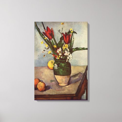 Still Life Tulips and Apples by Paul Cezanne Canvas Print