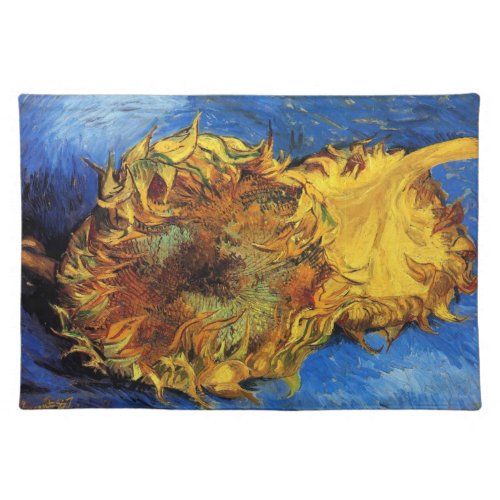 Still Life Two Cut Sunflowers by Vincent van Gogh Cloth Placemat