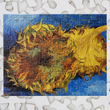 Still Life Two Cut Sunflowers By Vincent Van Gogh Jigsaw Puzzle by VanGogh_Gallery at Zazzle