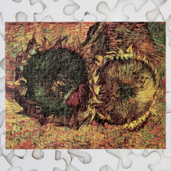 Still Life Two Cut Sunflowers By Vincent Van Gogh Jigsaw Puzzle by VanGogh_Gallery at Zazzle