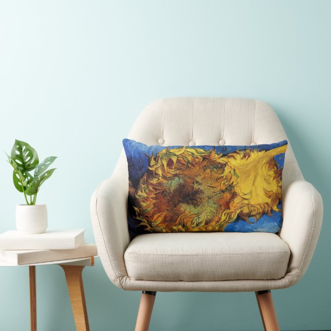Still Life Two Cut Sunflowers by Vincent van Gogh Lumbar Pillow (Chair)