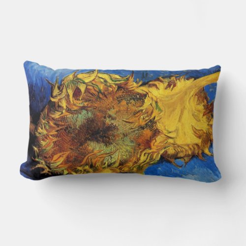 Still Life Two Cut Sunflowers by Vincent van Gogh Lumbar Pillow