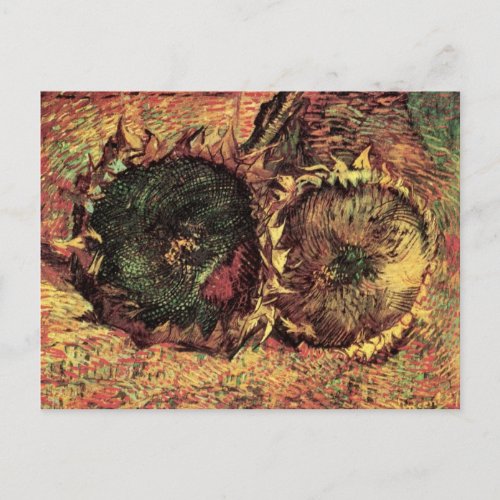 Still Life Two Cut Sunflowers by Vincent van Gogh Postcard