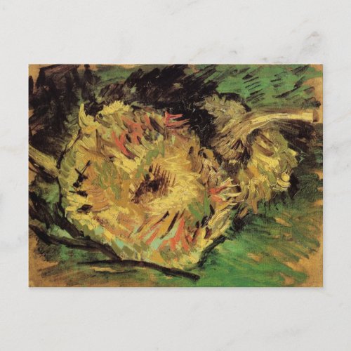 Still Life Two Cut Sunflowers by Vincent van Gogh Postcard