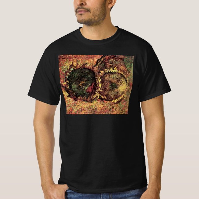 Still Life Two Cut Sunflowers by Vincent van Gogh T-Shirt (Front)