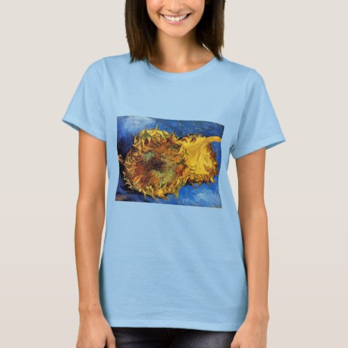 Still Life Two Cut Sunflowers by Vincent van Gogh T_Shirt