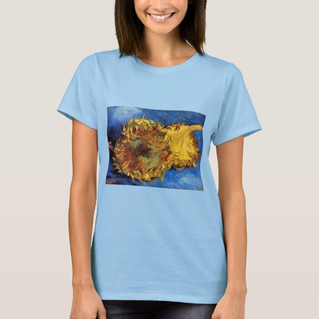 Still Life Two Cut Sunflowers by Vincent van Gogh T-Shirt (Front)