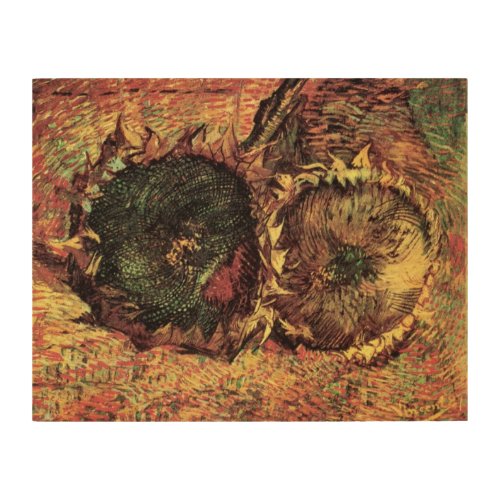 Still Life Two Cut Sunflowers by Vincent van Gogh Wood Wall Art