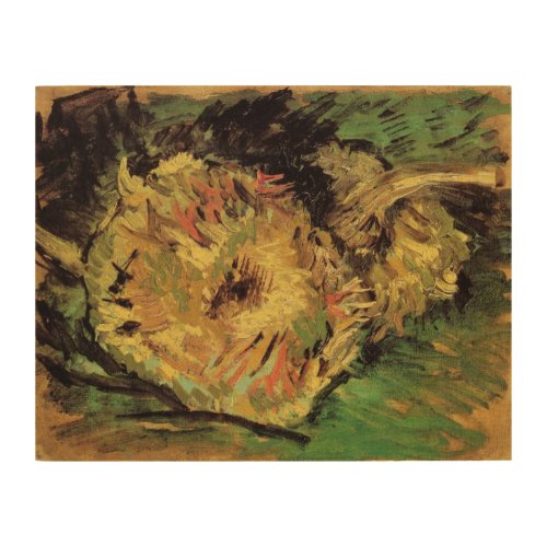 Still Life Two Cut Sunflowers by Vincent van Gogh Wood Wall Decor