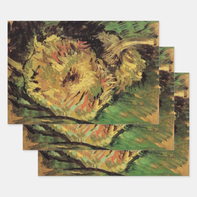 Still Life Two Cut Sunflowers by Vincent van Gogh Wrapping Paper Sheets (Set)
