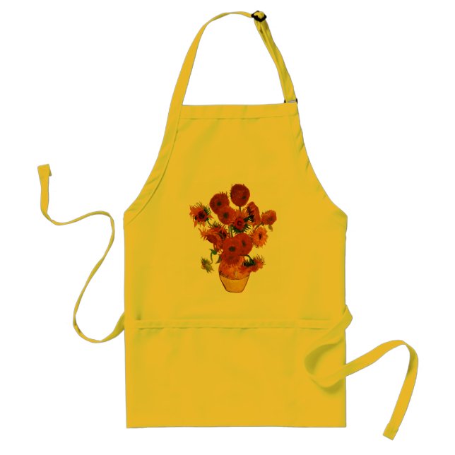 Still Life Vase w 15 Sunflowers Vincent van Gogh Adult Apron (Front)