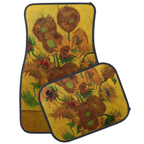 Still Life Vase w 15 Sunflowers Vincent van Gogh Car Mat