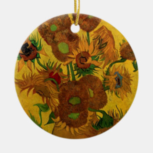 Still Life Vase w 15 Sunflowers Vincent van Gogh Ceramic Ornament