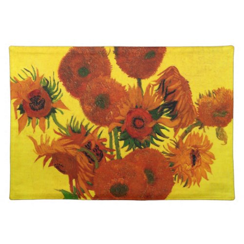 Still Life Vase w 15 Sunflowers Vincent van Gogh Cloth Placemat