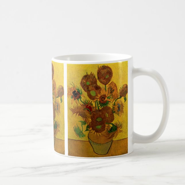 Still Life Vase w 15 Sunflowers Vincent van Gogh Coffee Mug (Right)