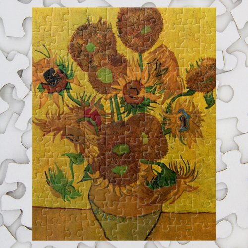 Still Life Vase w 15 Sunflowers Vincent van Gogh Jigsaw Puzzle