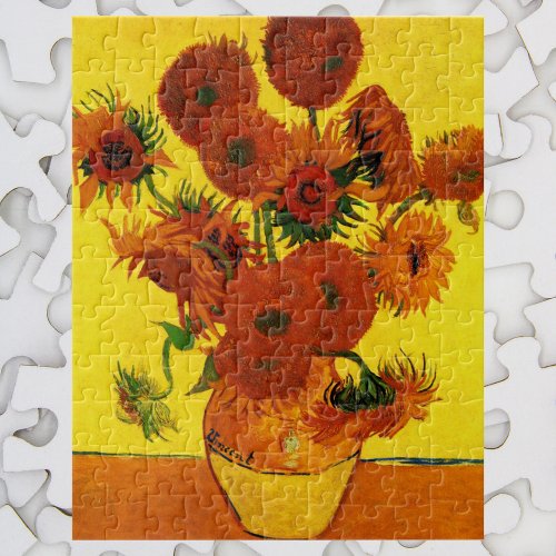 Still Life Vase w 15 Sunflowers Vincent van Gogh Jigsaw Puzzle